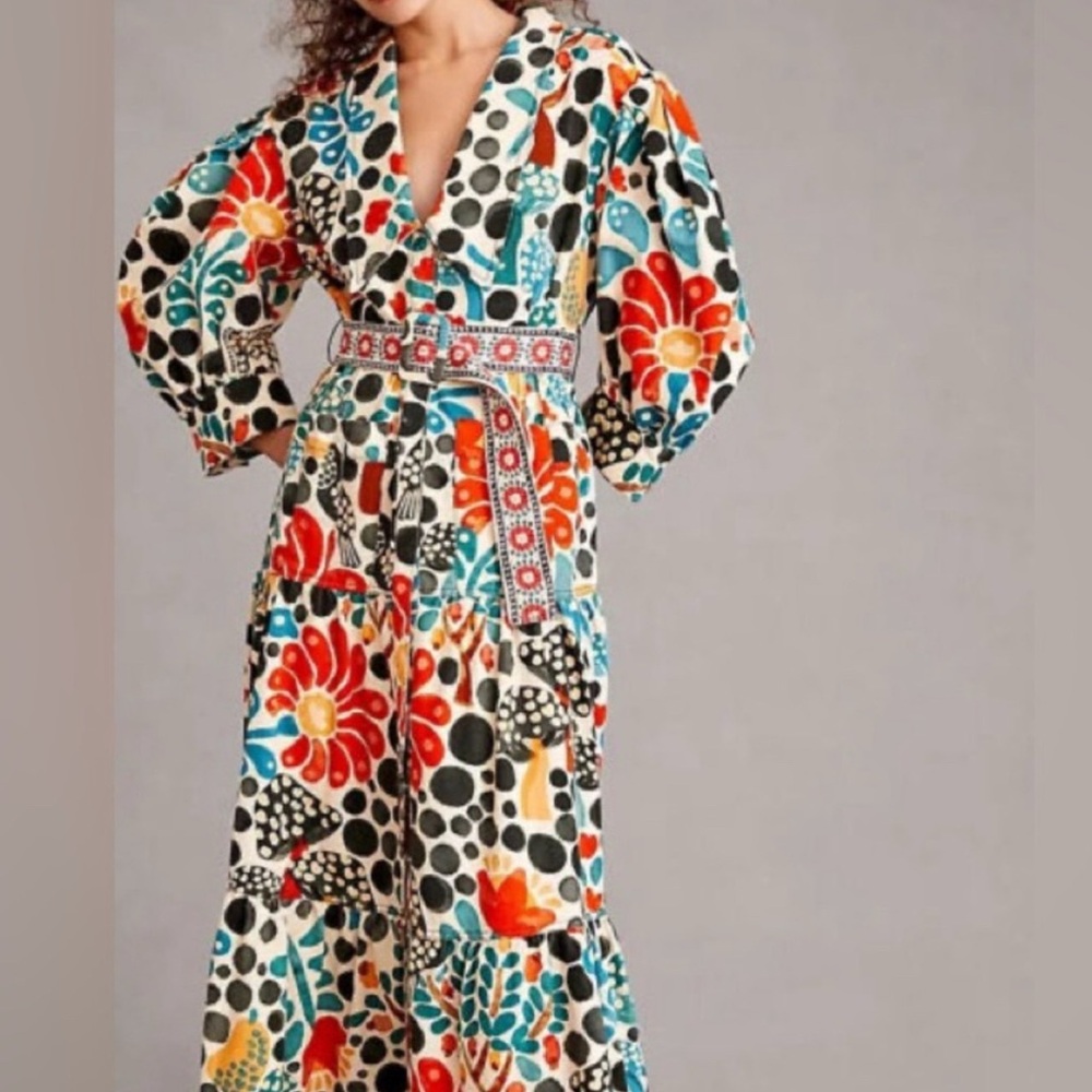 FARM RIO Mushroom Forest Canvas Dress M